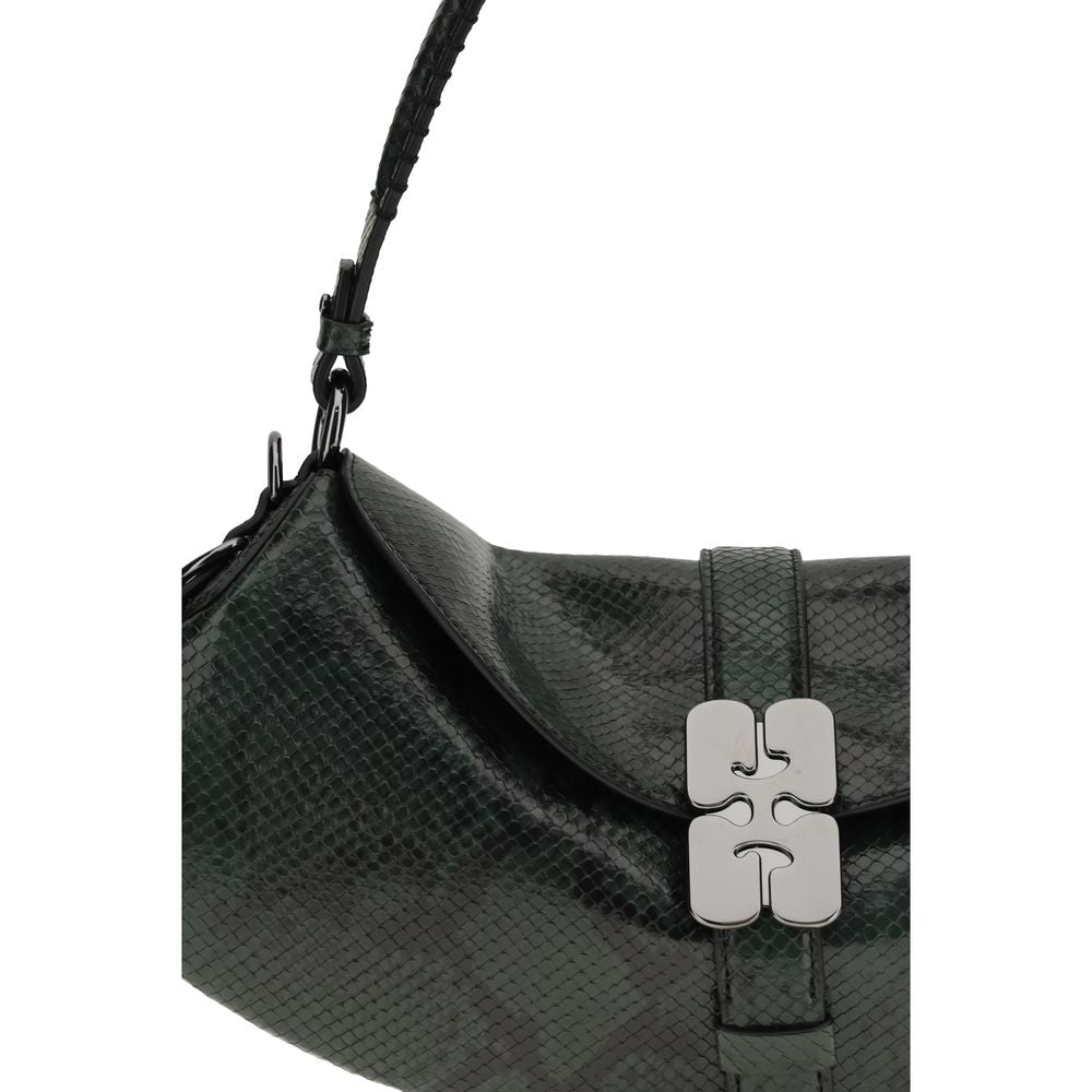 Ganni Blue Recycled Leather Shoulder Women's Bag