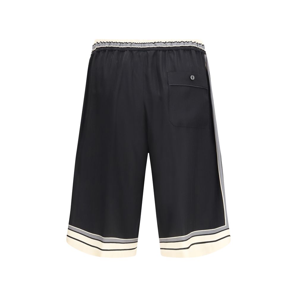 Dolce & Gabbana Black Silk Bermuda Men's Shorts