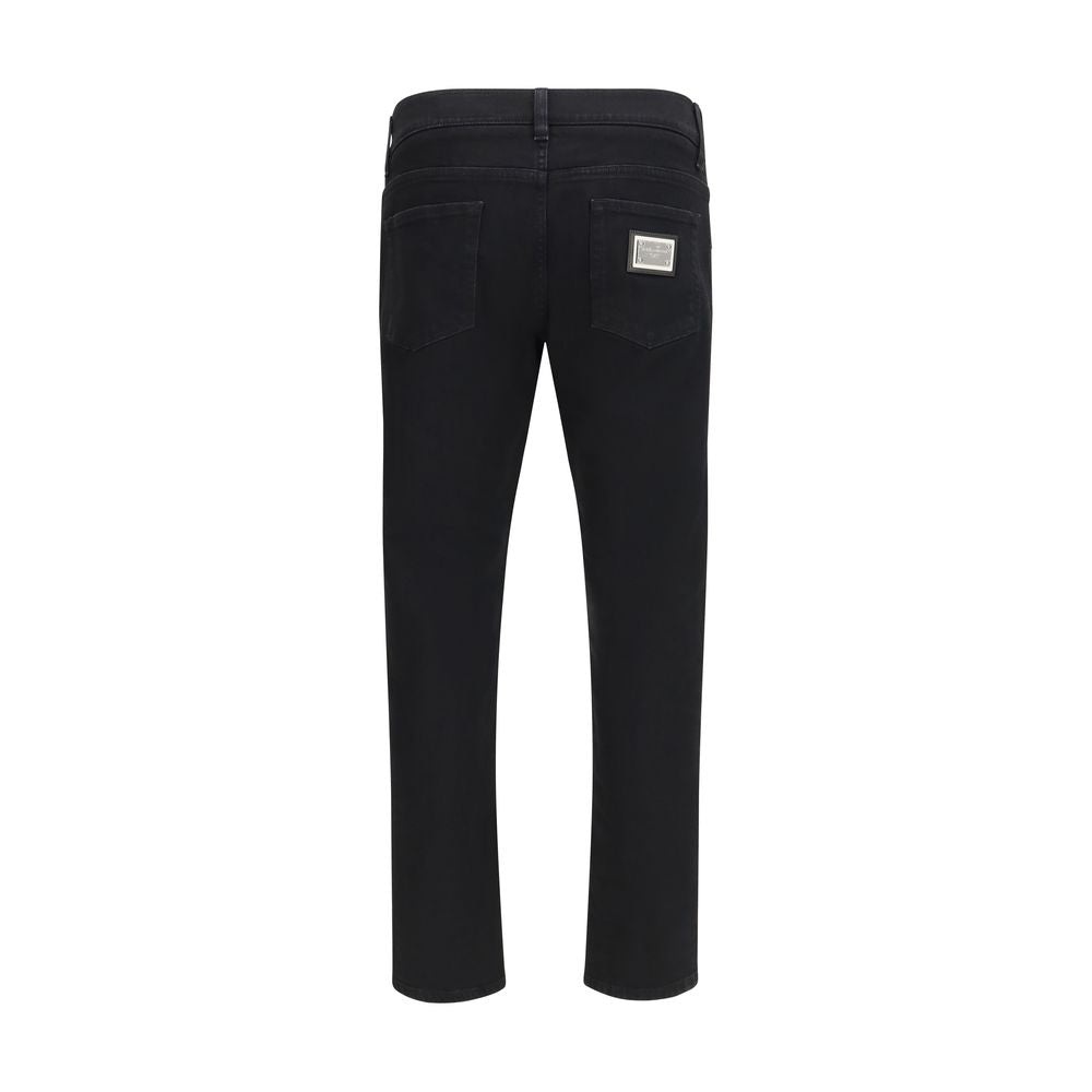 Dolce & Gabbana Black Cotton Slim Fit Men's Jeans