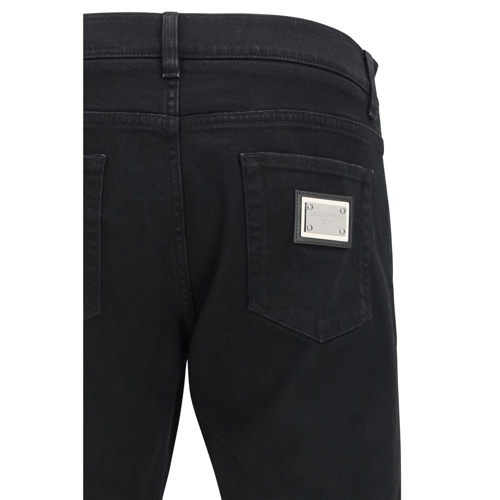 Dolce & Gabbana Black Cotton Slim Fit Men's Jeans