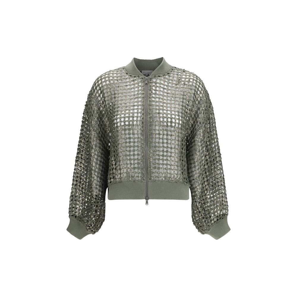 Brunello Cucinelli Bicolor Silk Women's Bomber