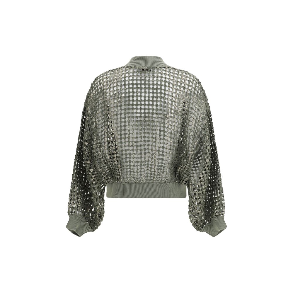 Brunello Cucinelli Bicolor Silk Women's Bomber
