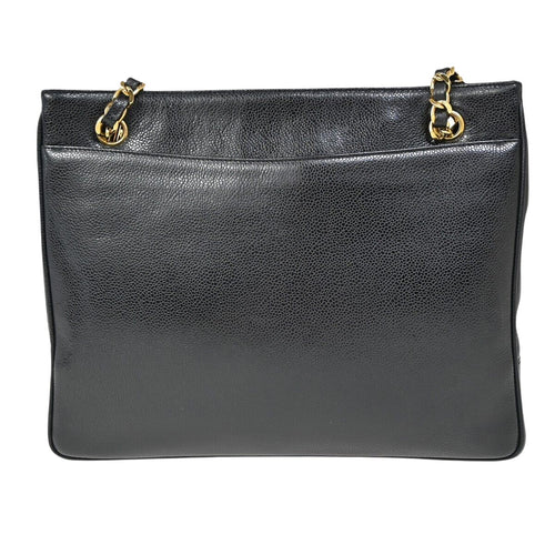 Chanel Logo Cc Black Leather Shoulder Bag (Pre-Owned)