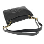 Chanel Logo Cc Black Leather Shoulder Bag (Pre-Owned)