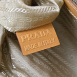 Prada Logo Jacquard Brown Canvas Shoulder Bag (Pre-Owned)