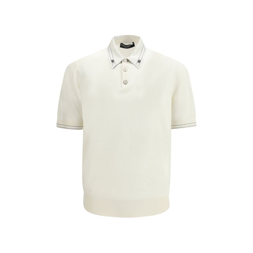 Dolce & Gabbana Beige Silk Polo Men's Shirt