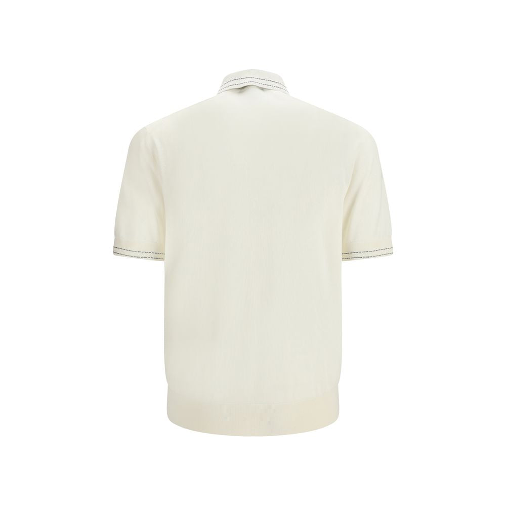 Dolce & Gabbana Beige Silk Polo Men's Shirt