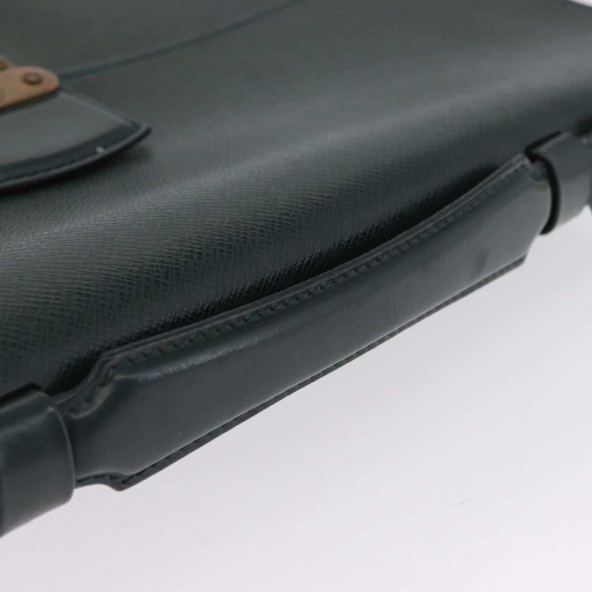 Louis Vuitton Serviette Kourad Taiga Leather Green Leather Briefcase Bag (Pre-Owned)