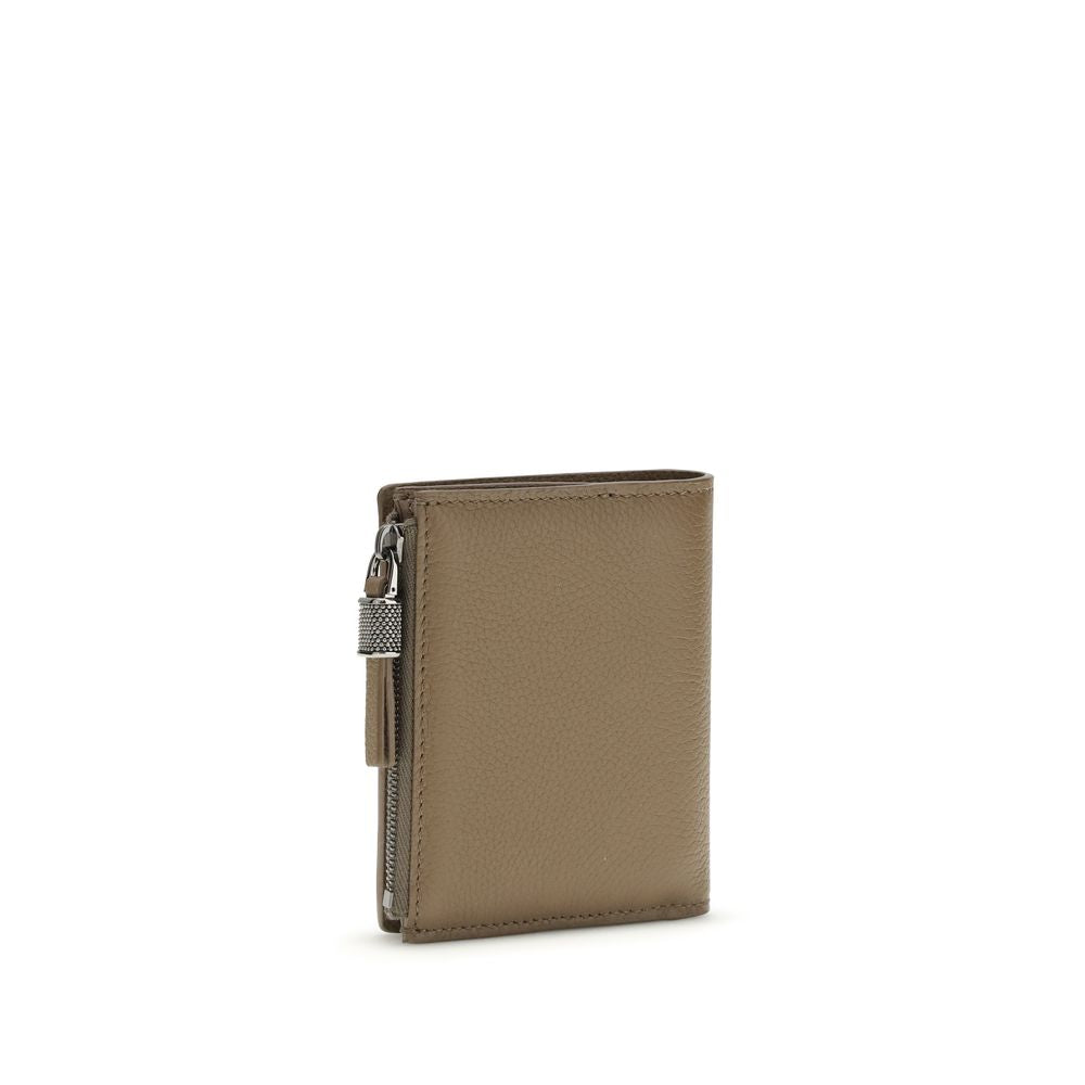 Brunello Cucinelli Brown Calf Leather Bos Taurus Women's Wallet