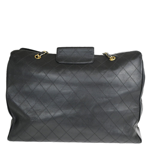 Chanel Jumbo Black Leather Shoulder Bag (Pre-Owned)