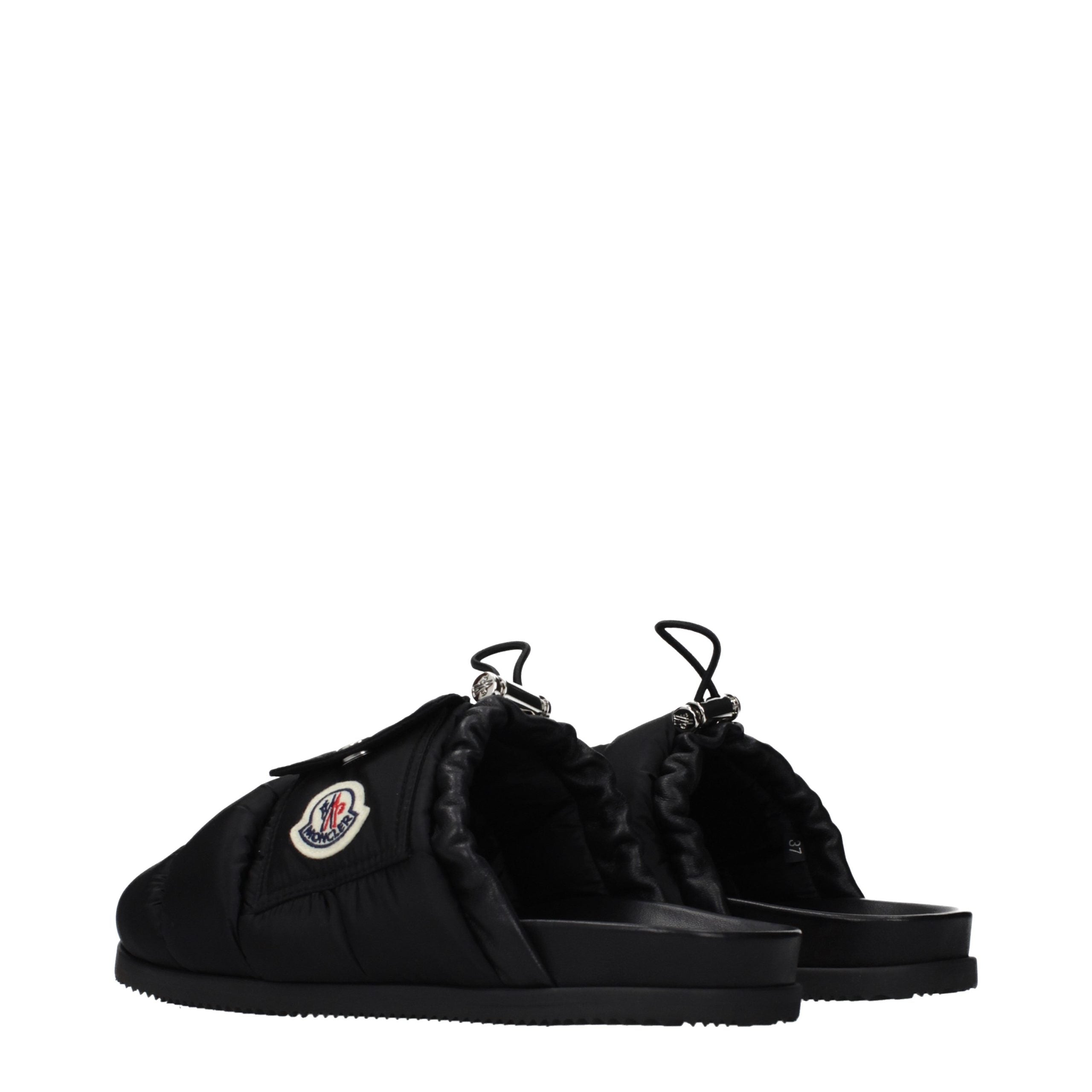 Moncler Black Fabric Women's Slippers
