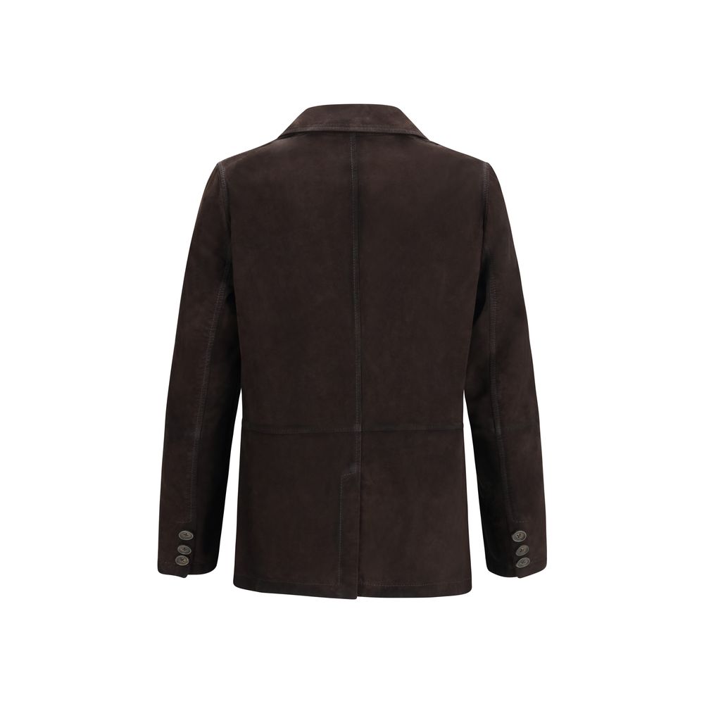 D'amico Brown Lamb Ovis Aries Aries Leather Men's Jacket