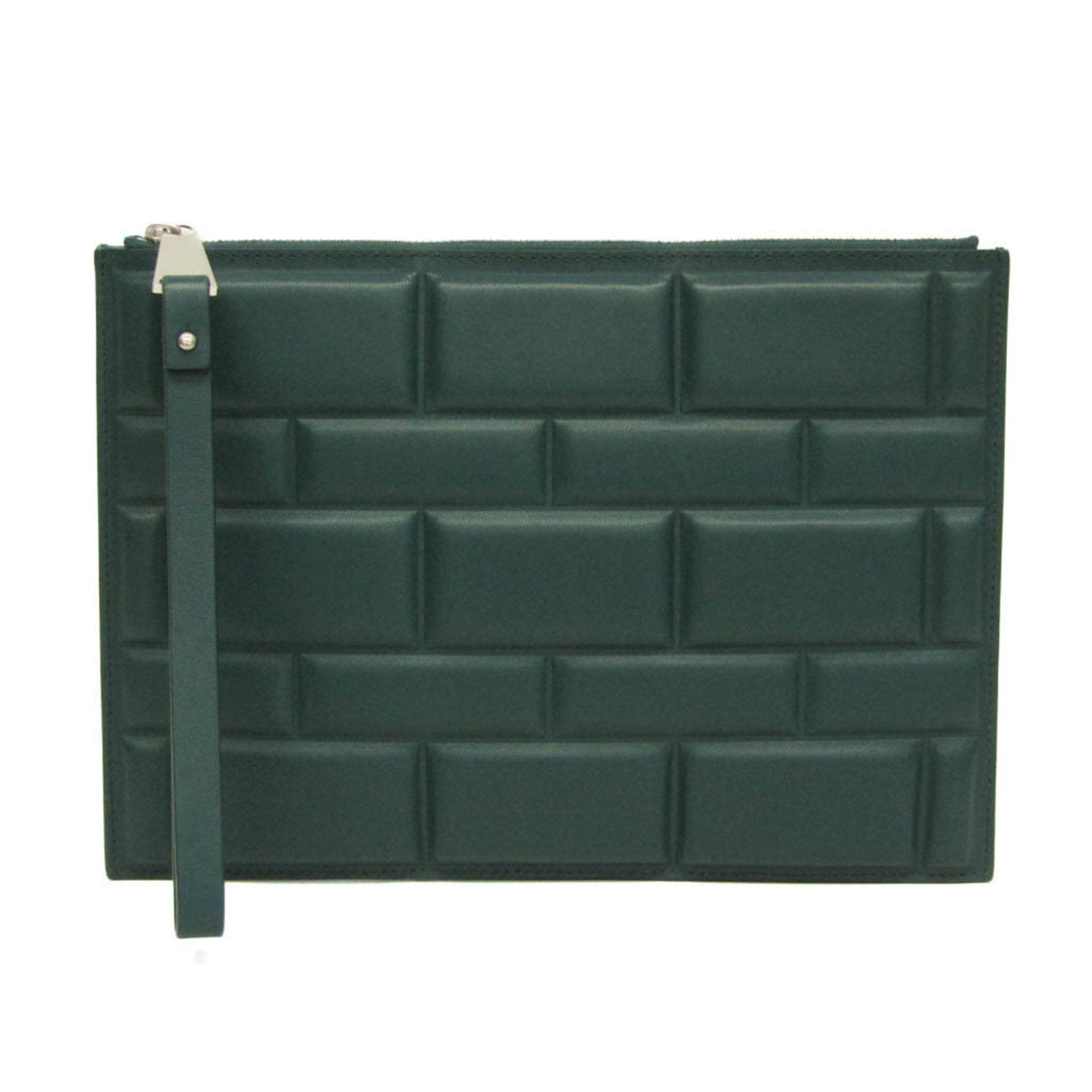 Bottega Veneta Bloc Turquoise Leather Clutch Bag (Pre-Owned)