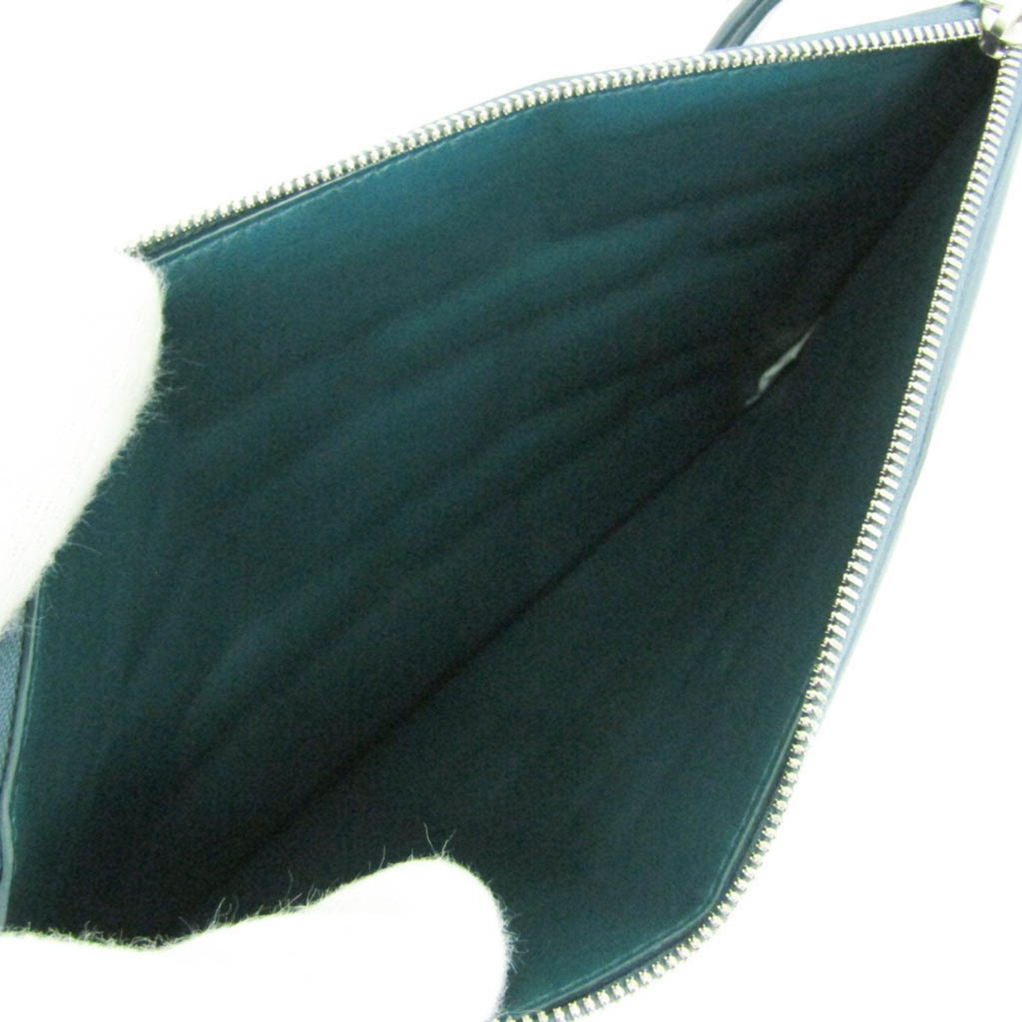 Bottega Veneta Bloc Turquoise Leather Clutch Bag (Pre-Owned)