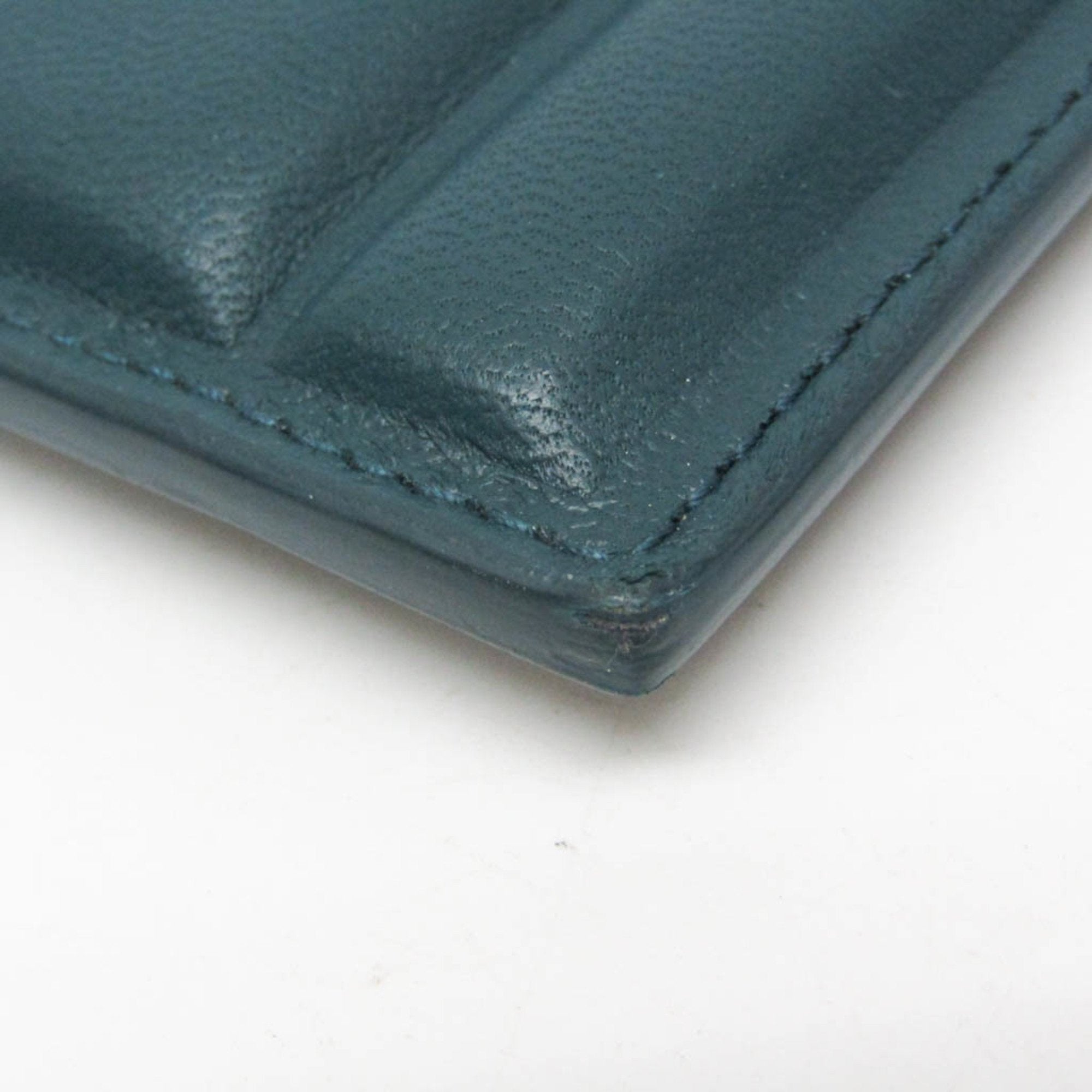 Bottega Veneta Bloc Turquoise Leather Clutch Bag (Pre-Owned)