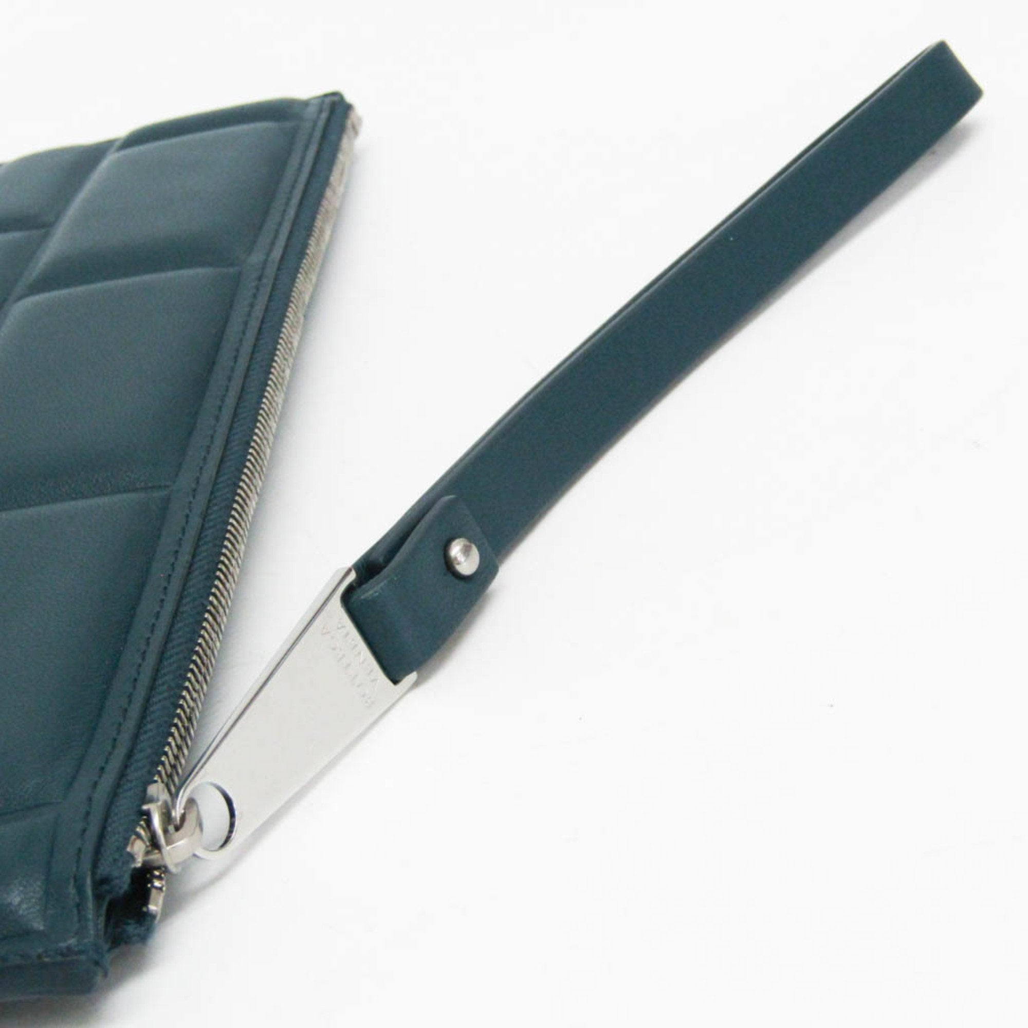 Bottega Veneta Bloc Turquoise Leather Clutch Bag (Pre-Owned)