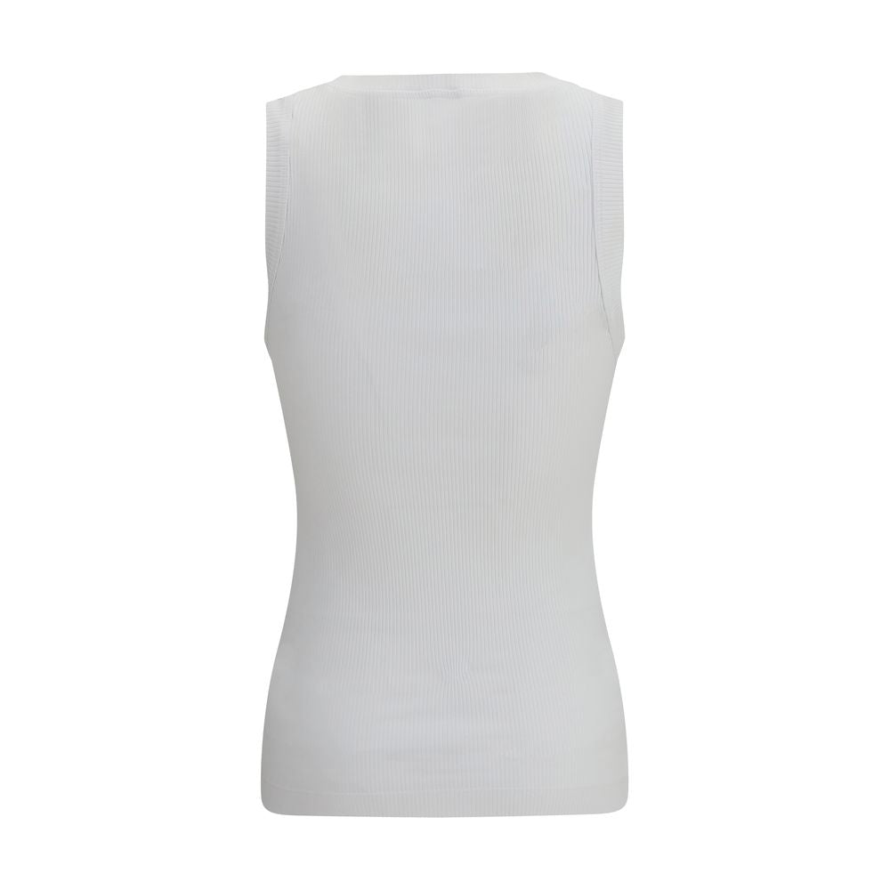 Brunello Cucinelli White Cotton Sleeveles Women's T-Shirt