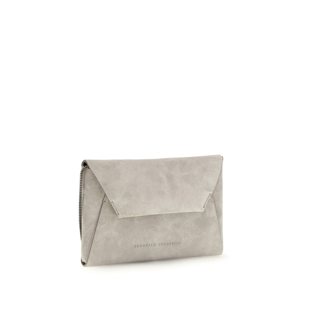 Brunello Cucinelli Gray Calf Leather Bos Taurus Shoulder Women's Bag