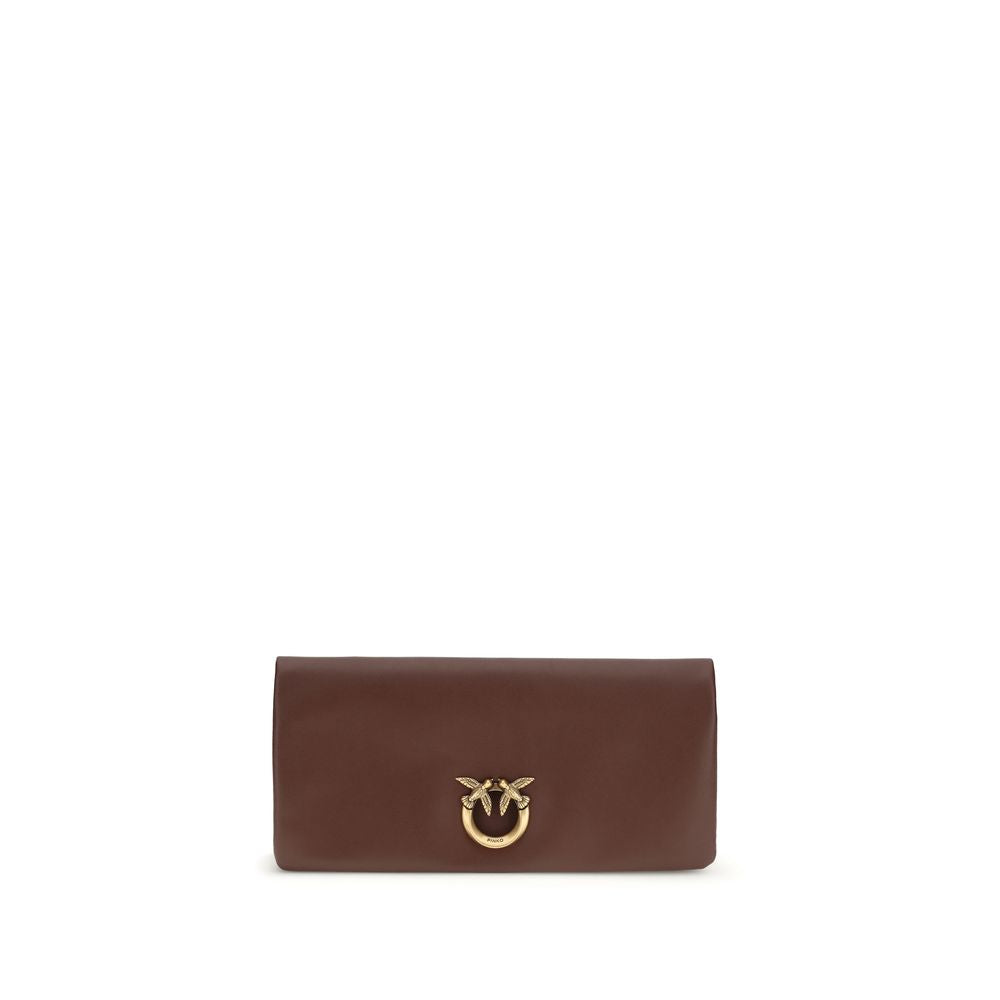PINKO Bordeaux Calf Leather Bos Taurus Clutch Women's Bag