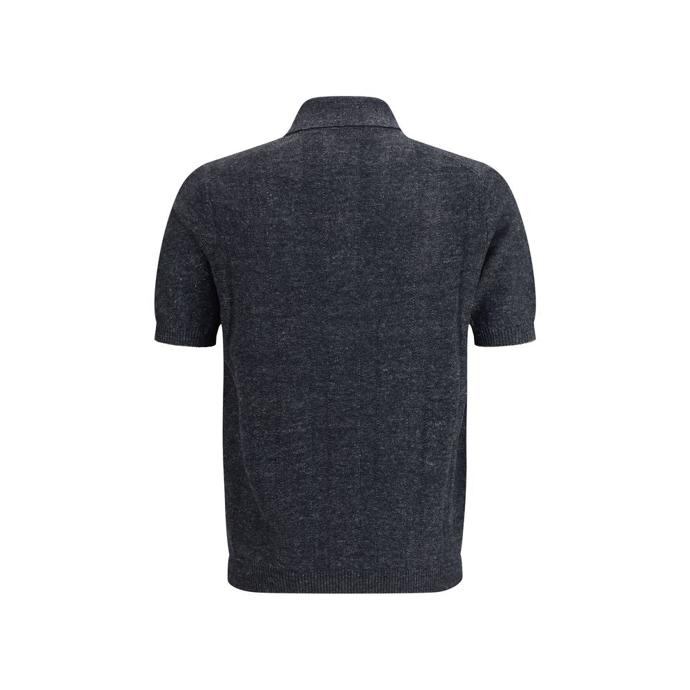 Brunello Cucinelli Gray Cotton Polo Men's Shirt