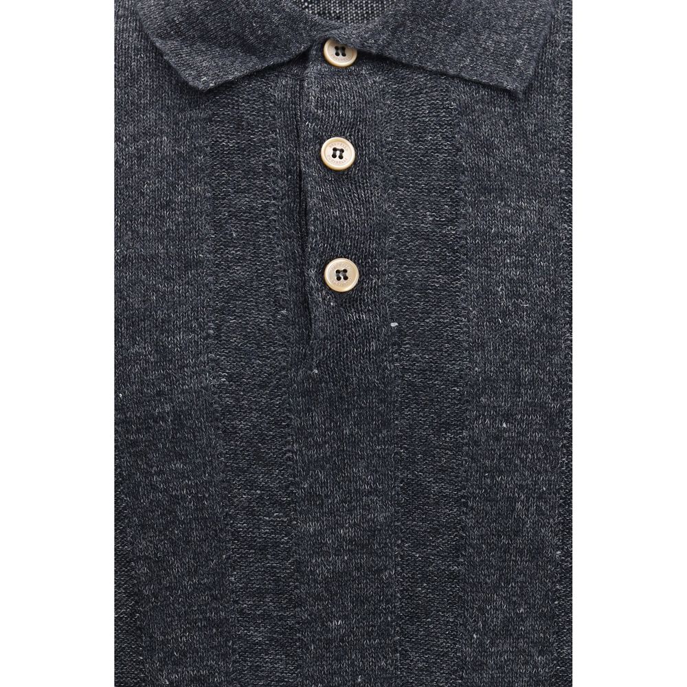 Brunello Cucinelli Gray Cotton Polo Men's Shirt