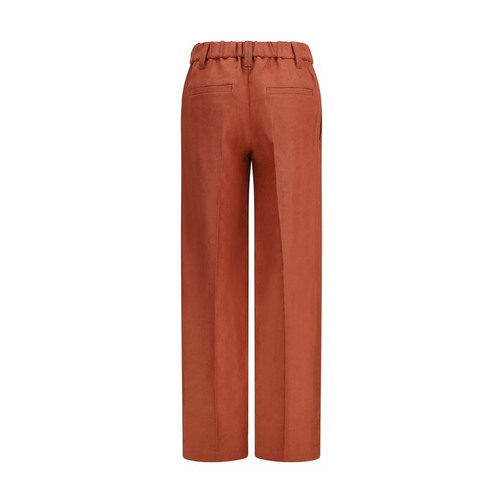 Brunello Cucinelli Multicolor Linen Casual Women's Pants