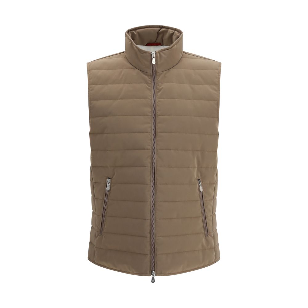 Brunello Cucinelli Beige Polyester Sleeveless Men's Jacket