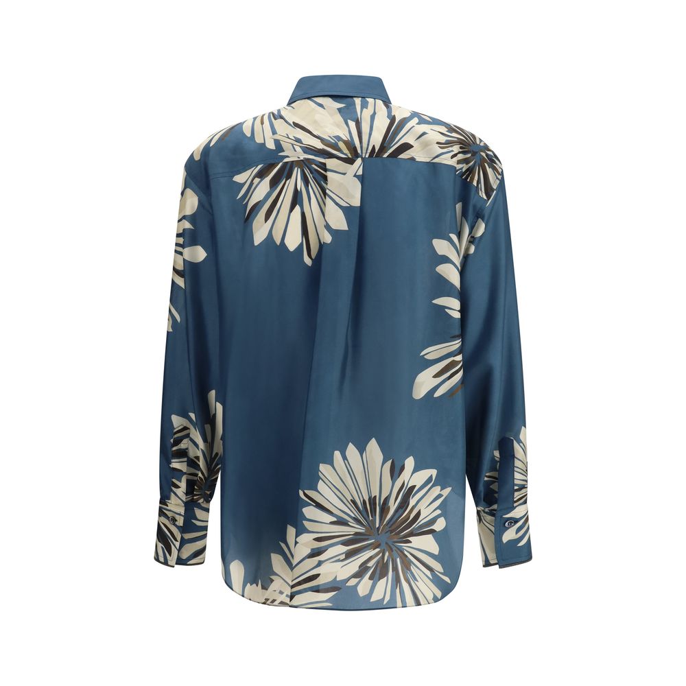 Brunello Cucinelli Multicolor Silk Pattern Women's Shirt