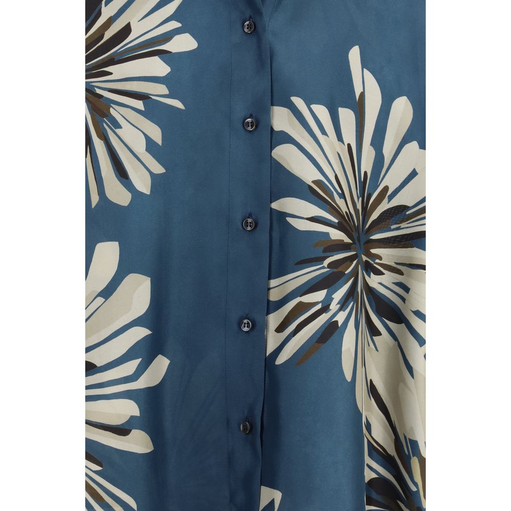 Brunello Cucinelli Multicolor Silk Pattern Women's Shirt