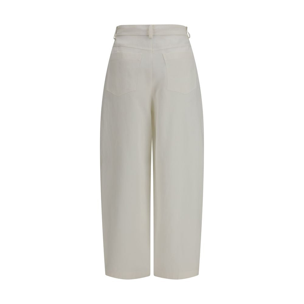 Brunello Cucinelli Beige Silk Casual Women's Pants
