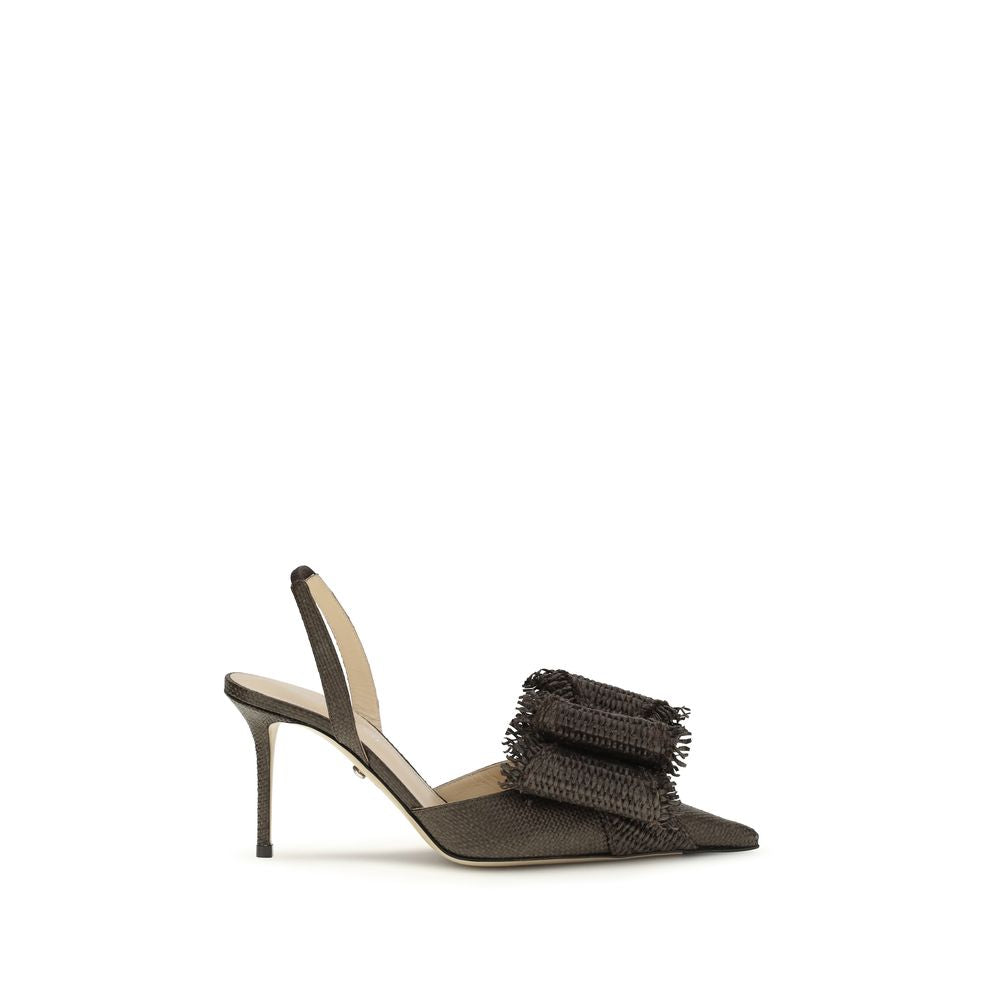 MACH & MACH Brown Raffia Platform Women's Pumps