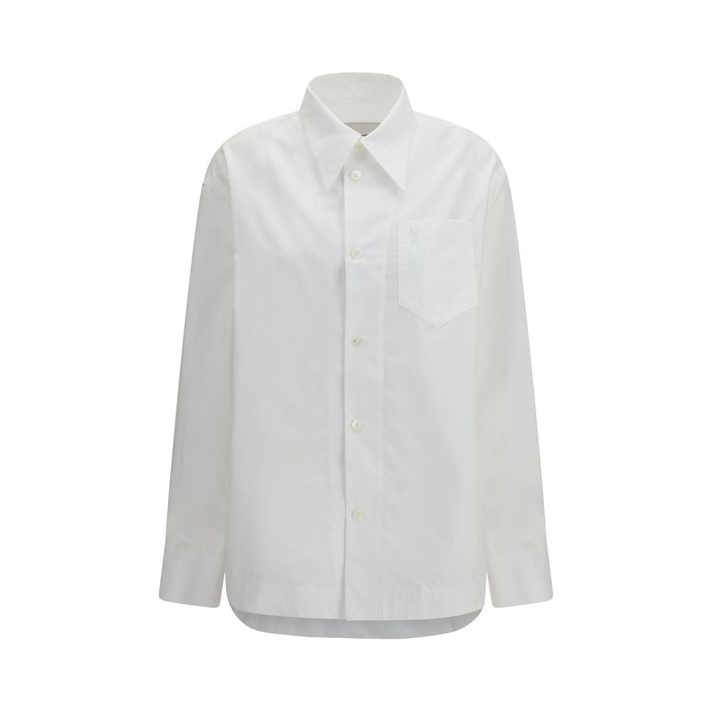 Ami Paris White Cotton Dress Women's Shirt