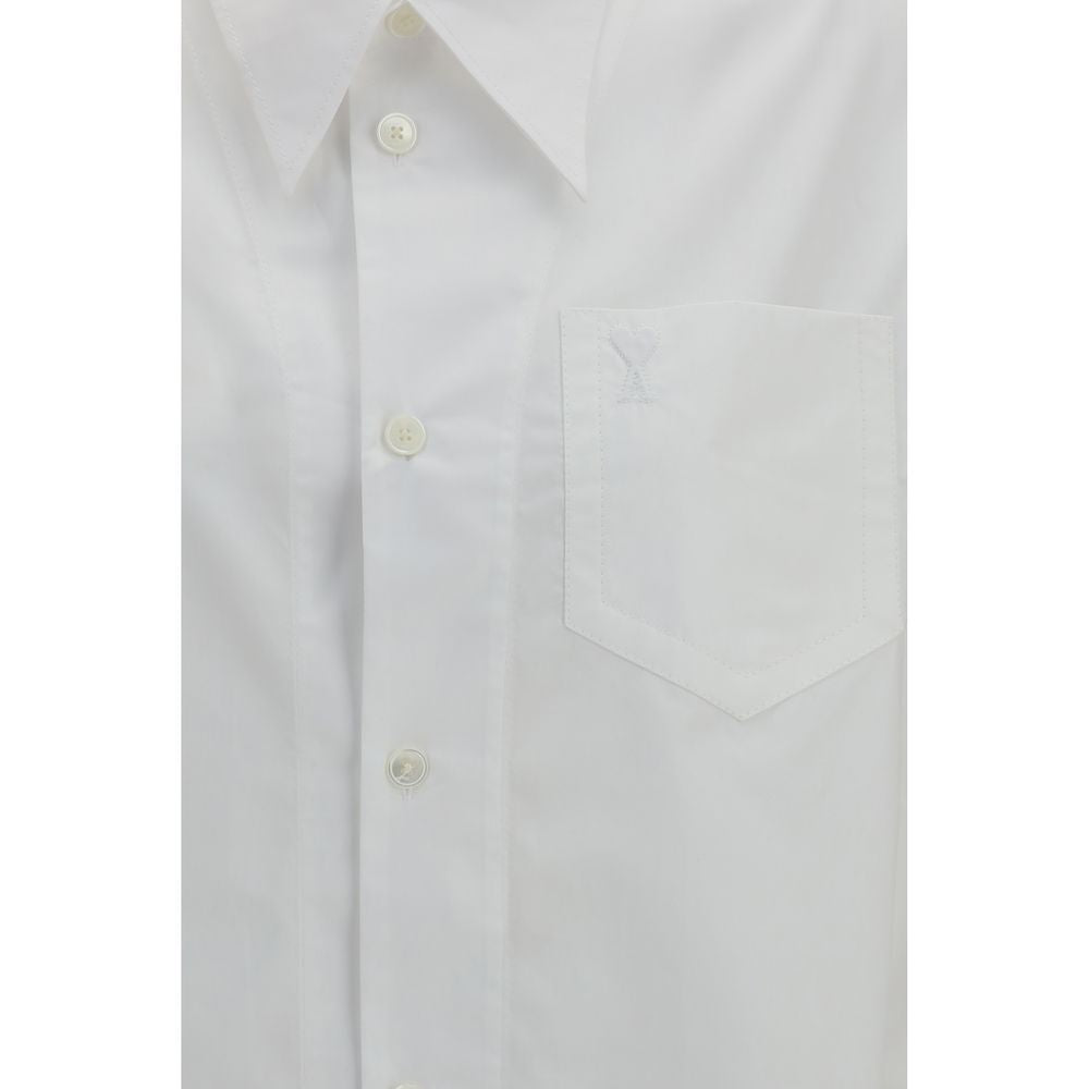 Ami Paris White Cotton Dress Women's Shirt