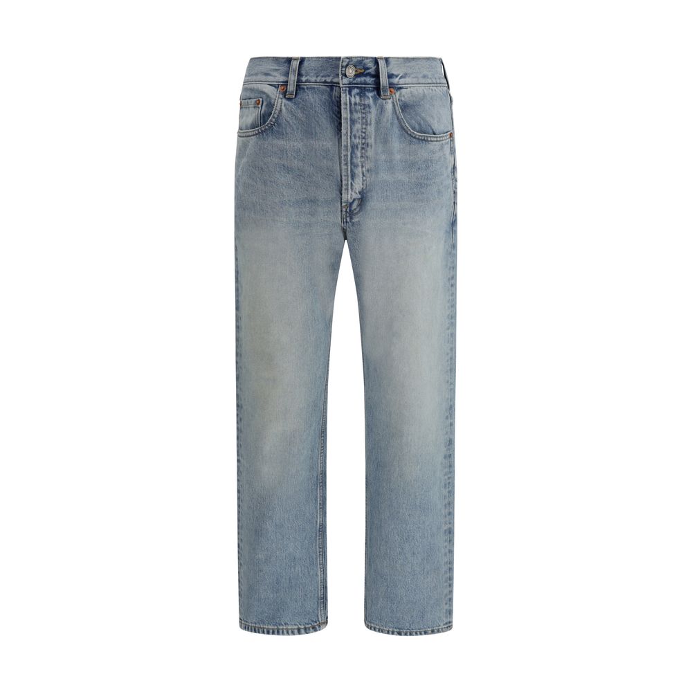 Saint Laurent Blue Cotton Straight-Leg Men's Jeans