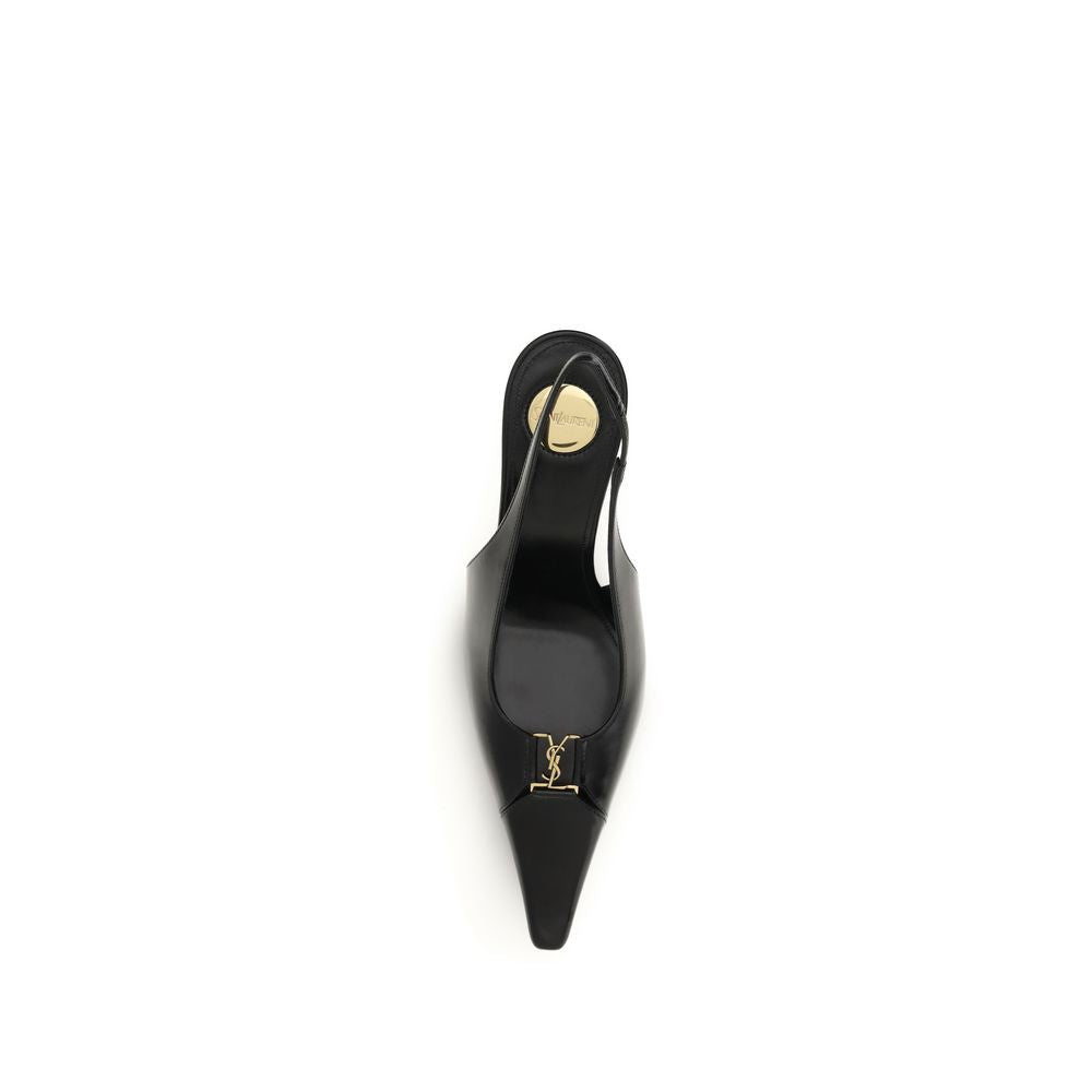 Saint Laurent Black Calf Leather Bos Taurus High Heel Women's Pumps