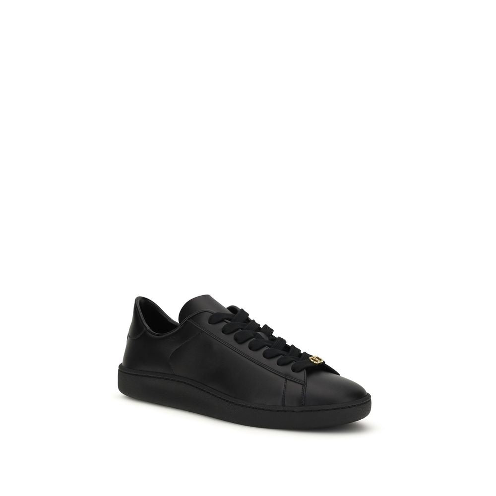 Valentino Garavani Black Calf Leather Bos Taurus Men's Sneakers