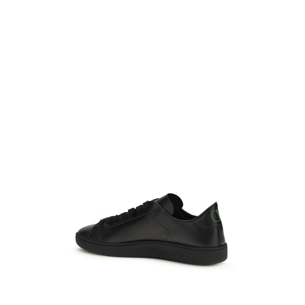 Valentino Garavani Black Calf Leather Bos Taurus Men's Sneakers