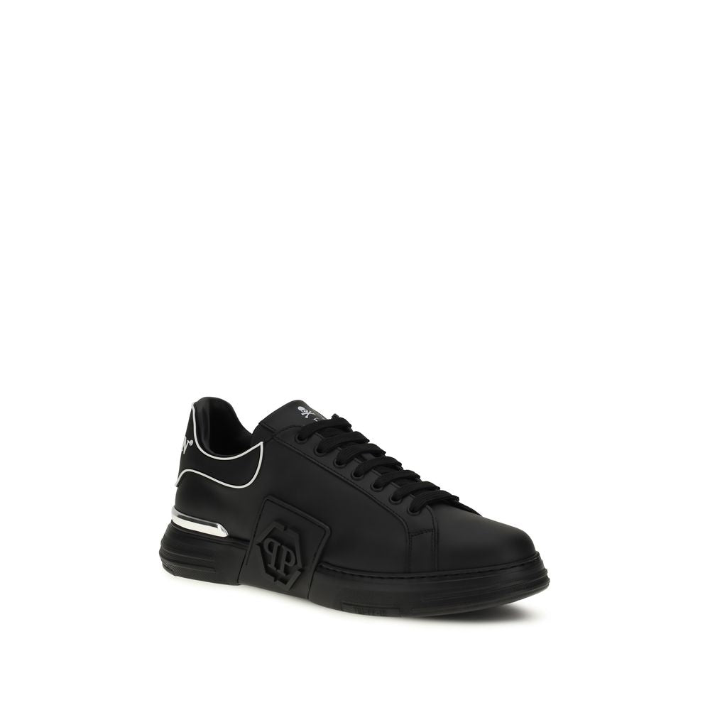 Philipp Plein Black Calf Leather Bos Taurus Low Top Men's Sneakers