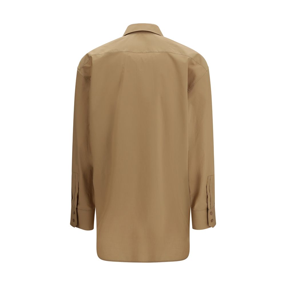 Saint Laurent Beige Cotton Dress Women's Shirt
