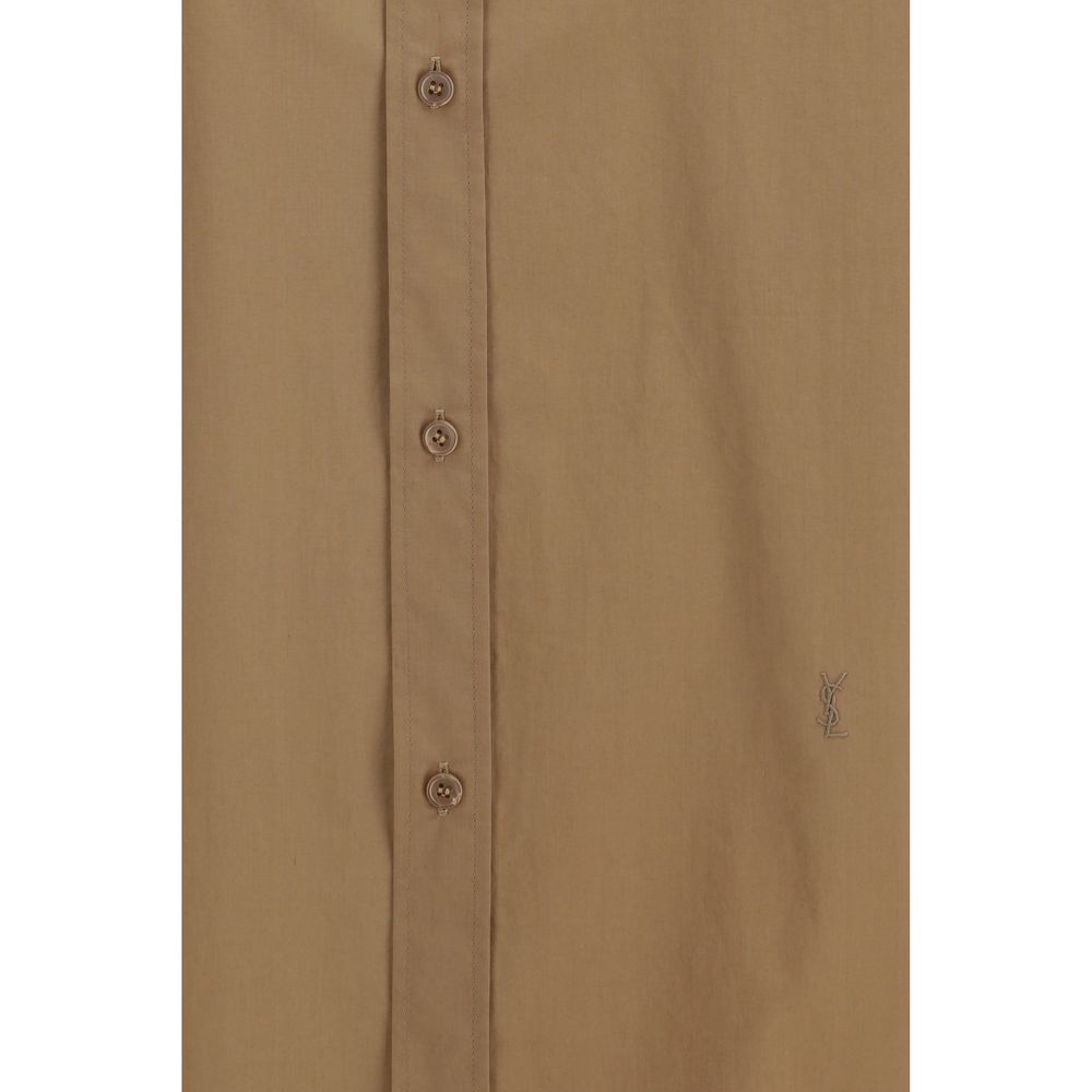 Saint Laurent Beige Cotton Dress Women's Shirt