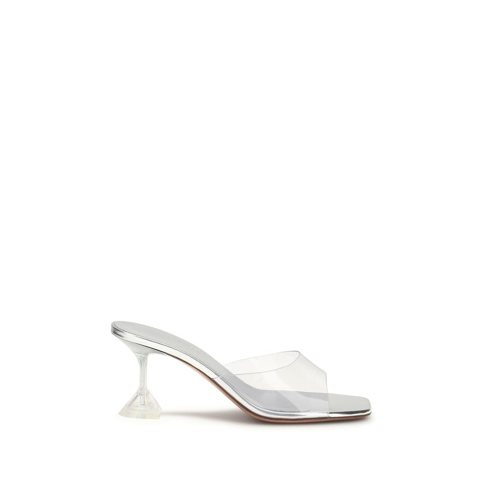 Amina Muaddi Silver Pvc Stiletto Heel Women's Sandals