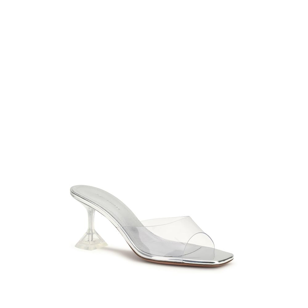 Amina Muaddi Silver Pvc Stiletto Heel Women's Sandals