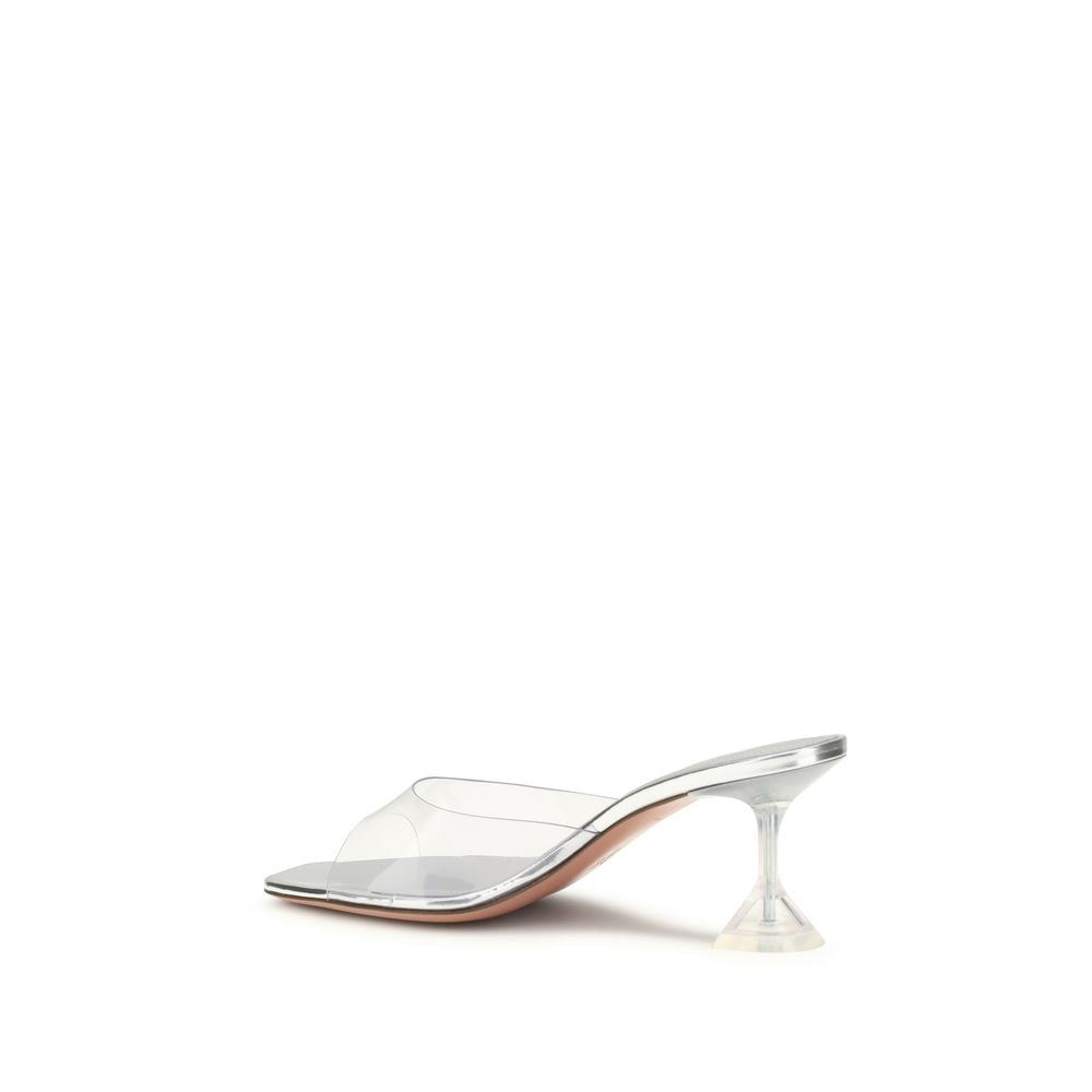 Amina Muaddi Silver Pvc Stiletto Heel Women's Sandals