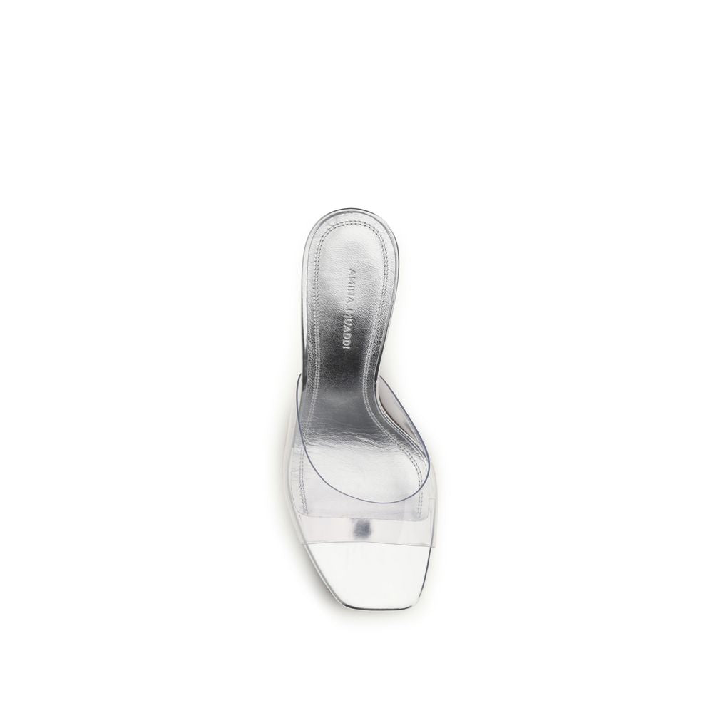 Amina Muaddi Silver Pvc Stiletto Heel Women's Sandals