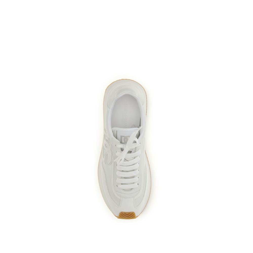 Dolce & Gabbana White Calf Leather Bos Taurus Athletic Men's Sneakers