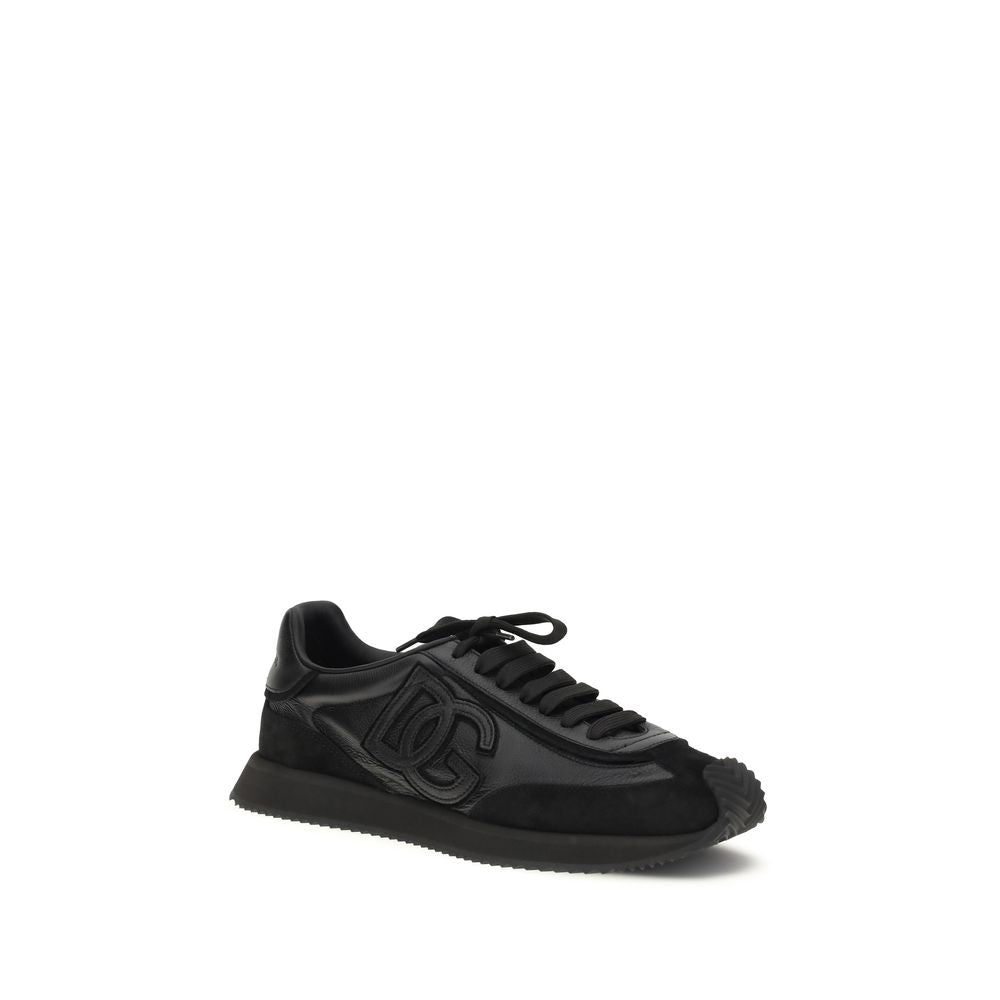 Dolce & Gabbana Black Calf Leather Bos Taurus Athletic Men's Sneakers
