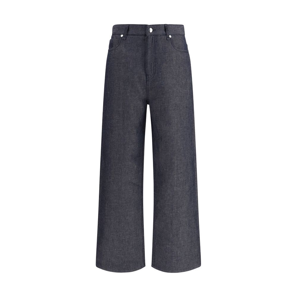 Fendi Blue Linen Relaxed Fit Men's Jeans