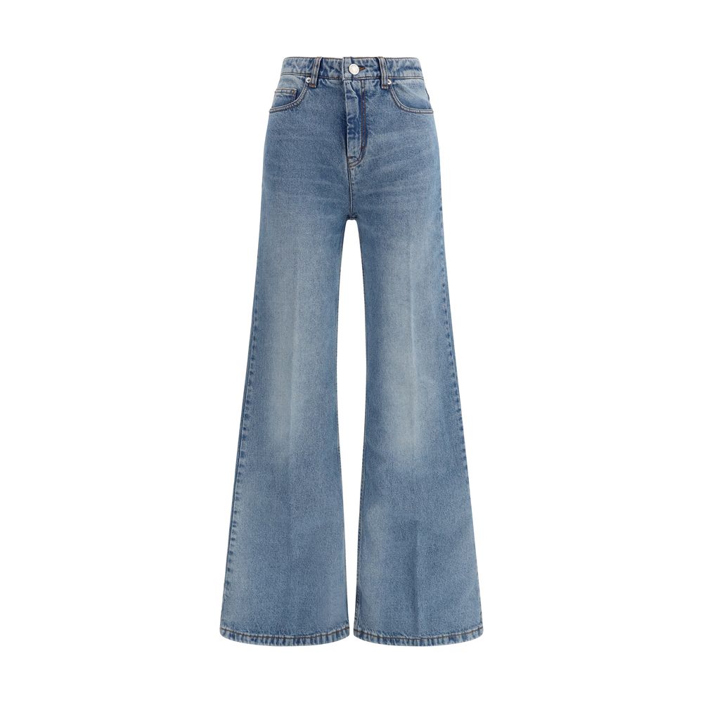 Ami Paris Blue Cotton Flared Women's Jeans