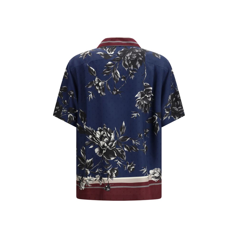 Dolce & Gabbana Blue Silk Pattern Men's Shirt