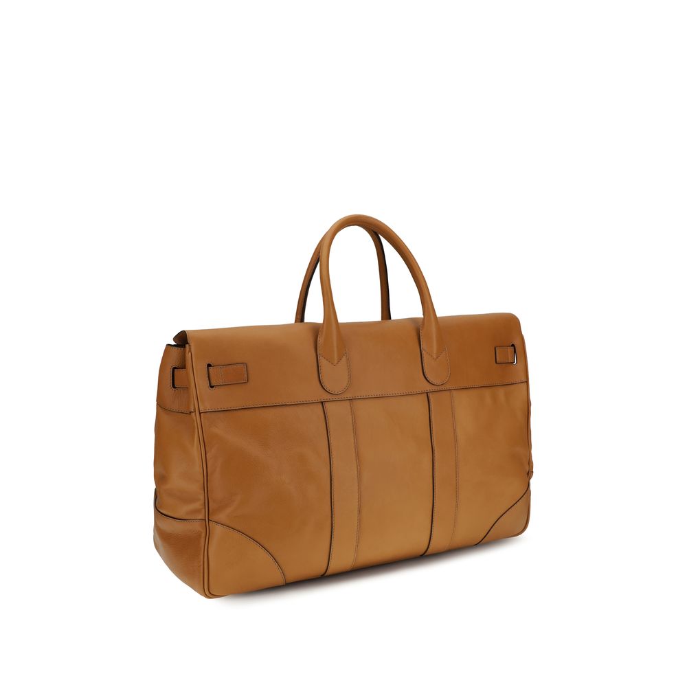 Brunello Cucinelli Brown Calf Leather Bos Taurus Luggage And Men's Travel